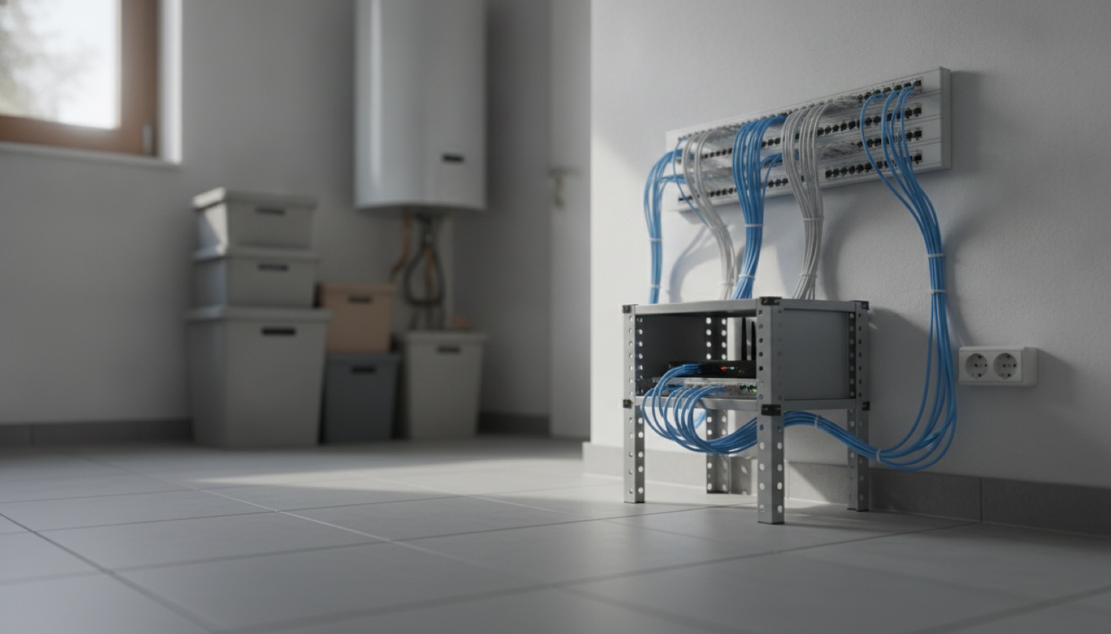 Netzwerkschrank mit Patchkabeln